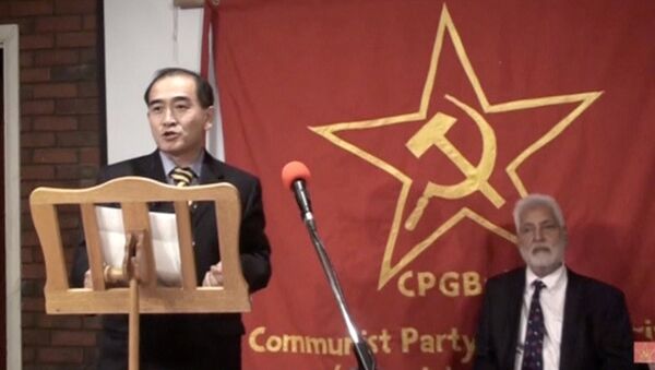 Thae Yong Ho, North Korea's deputy ambassador in London who has, according to media reports, defected with his family, speaks on a podium in London, Britain - Sputnik International