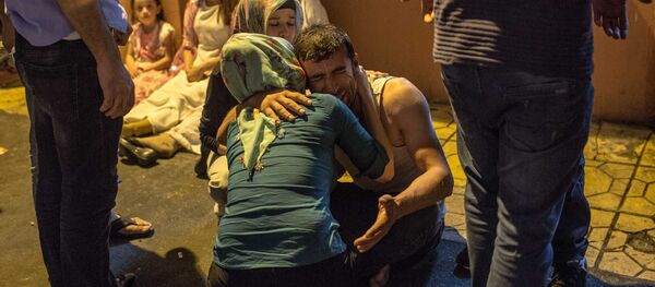 Relatives grieve at hospital August 20, 2016 in Gaziantep following a late night militant attack on a wedding party in southeastern Turkey Relatives grieve at hospital August 20, 2016 in Gaziantep following a late night militant attack on a wedding party in southeastern Turkey - Sputnik International