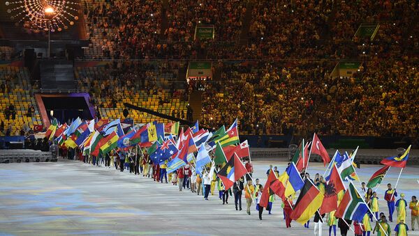 Athletes parade during the closing ceremony of the Rio 2016 Olympic Games at the Maracana stadium in Rio de Janeiro on August 21, 2016. - Sputnik International