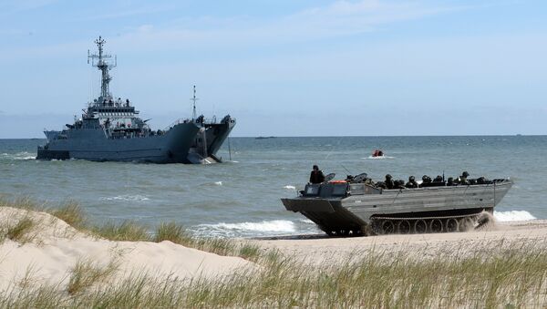 NATO troops make a massive amphibious landing off the coast of Ustka, northern Poland, during NATO military sea exercises BALTOPS (Baltic Operations) on June 17, 2015 in the Baltic Sea - Sputnik International