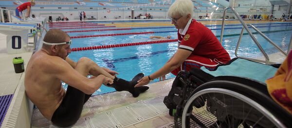 Russian Paralympic swimming team during training session - Sputnik International