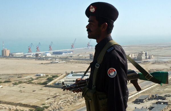 A Pakistan security personnel stands guard near the the Beijing-funded megaport of Gwadar, in southwestern Pakistan A Pakistan security personnel stands guard near the the Beijing-funded megaport of Gwadar, in southwestern Pakistan - Sputnik International
