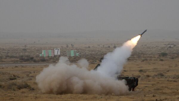A surface to air missile is launched during exercise 'Iron Fist' at Pokhran, India - Sputnik International