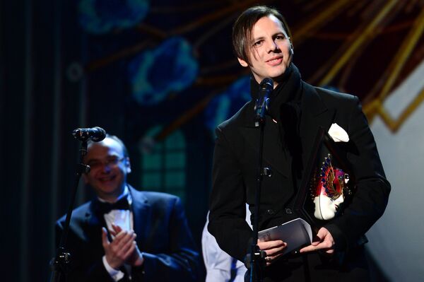 Conductor Teodor Currentzis, winner of Best Opera Conductor for The Indian Queen, a Perm Chaikovsky Opera and Ballet Theatre production, during the Golden Mask Performance Award ceremony at the Stanislavsky and Nemirovich-Danchenko Musical Theatre Conductor Teodor Currentzis, winner of Best Opera Conductor for The Indian Queen, a Perm Chaikovsky Opera and Ballet Theatre production, during the Golden Mask Performance Award ceremony at the Stanislavsky and Nemirovich-Danchenko Musical Theatre - Sputnik International