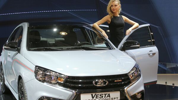 Lada Vesta Sport Concept at the 2016 Moscow International Automobile Salon at Crocus Expo in Moscow - Sputnik International
