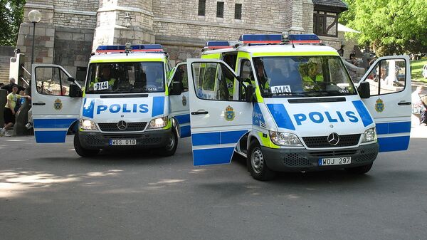 Swedish police vans in Stockholm - Sputnik International