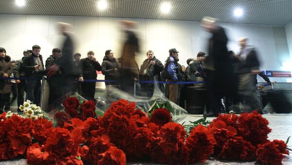 Flowers in the Domodedovo arrival lounge to commemorate the victims of the act of terrorism on January 24. (File) - Sputnik International