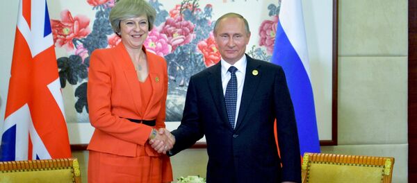 September 4, 2016. Russian President Vladimir Putin and British Prime Minister Theresa May during a meeting held as part of the G20 Summit in Hangzhou. September 4, 2016. Russian President Vladimir Putin and British Prime Minister Theresa May during a meeting held as part of the G20 Summit in Hangzhou. - Sputnik International