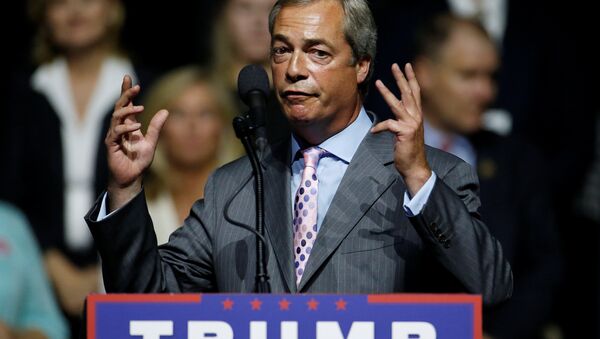 European Parliament Nigel Farage speaks during a Republican presidential nominee Donald Trump campaign rally in Jackson, Mississippi, U.S., August 24, 2016. - Sputnik International