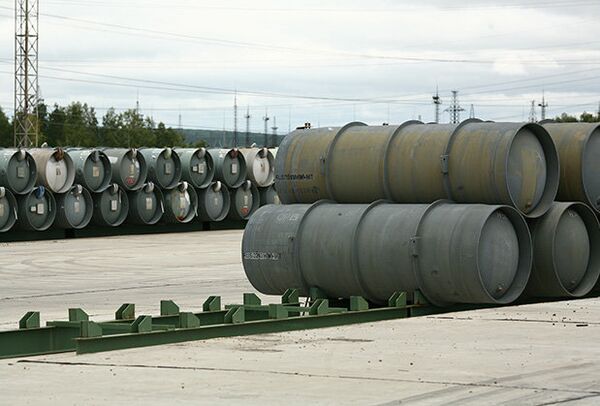 Barrels for depleted uranium hexafluoride, a compound used in the uranium enrichment process Barrels for depleted uranium hexafluoride, a compound used in the uranium enrichment process - Sputnik International