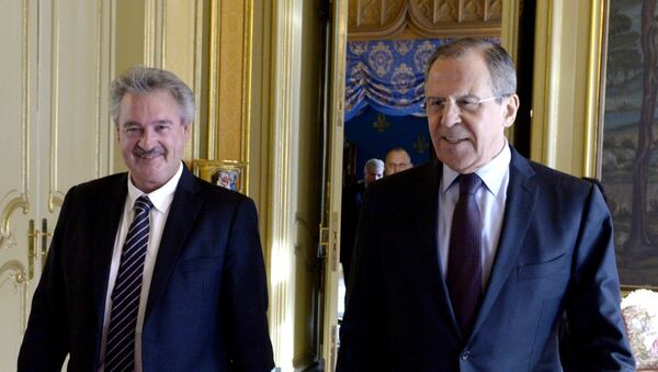 Russian Foreign Minister Sergei Lavrov, right, and his Luxemburg's counterpart Jean Asselborn during a meeting in Moscow. File photo - Sputnik International