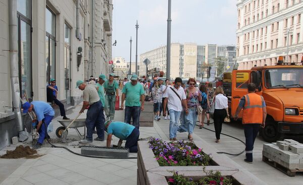 Large-scale renovation on Tverskaya Street in Moscow Large-scale renovation on Tverskaya Street in Moscow - Sputnik International