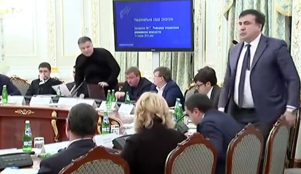 Ukrainian Interior Minister Arsen Avako and governor of Odessa Region Mikheil Saakashvili Ukrainian Interior Minister Arsen Avako and governor of Odessa Region Mikheil Saakashvili - Sputnik International