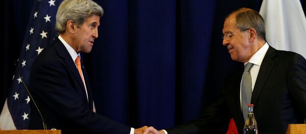 U.S. Secretary of State John Kerry and Russian Foreign Minister Sergei Lavrov shake hands at the conclusion of their press conference following their meeting in Geneva, Switzerland where they discussed the crisis in Syria September 9, 2016 U.S. Secretary of State John Kerry and Russian Foreign Minister Sergei Lavrov shake hands at the conclusion of their press conference following their meeting in Geneva, Switzerland where they discussed the crisis in Syria September 9, 2016 - Sputnik International