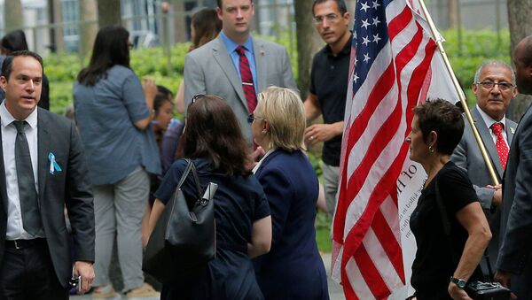 US Democratic presidential candidate Hillary Clinton leaves ceremonies marking the 15th anniversary of the September 11 attacks at the National 9/11 Memorial in New York, New York, United States September 11, 2016. - Sputnik International