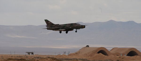 An aircraft of the Syrian Arab Army (SAA) Air Force at an aerodrome 50 km off Palmyra. - Sputnik International
