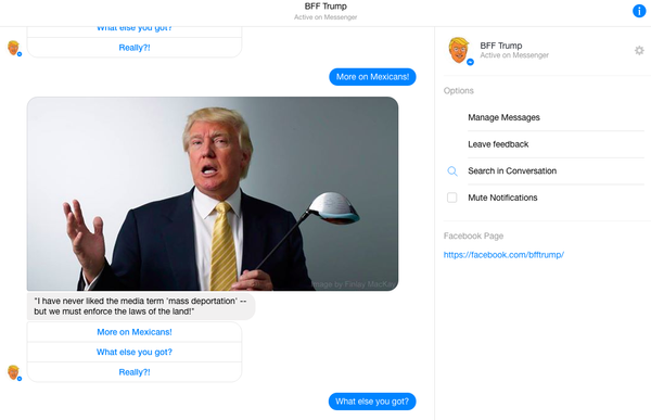 Chat between Sputnik and the BFF Trump bot. - Sputnik International
