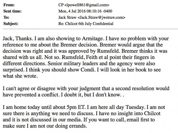 Email exchange between Colin Powell and Jack Straw Email exchange between Colin Powell and Jack Straw - Sputnik International