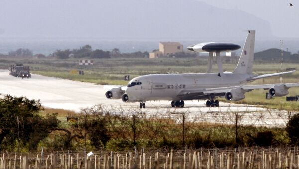 A Nato Awacs plane prepare to take-off from the air base of Trapani Birgi in the southern island of Sicily on March 19, 2011 - Sputnik International