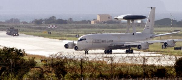 A Nato Awacs plane prepare to take-off from the air base of Trapani Birgi in the southern island of Sicily on March 19, 2011 - Sputnik International