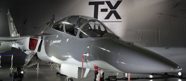 Boeing's T-X aircraft is shown during an event to reveal the proposed trainer Tuesday, Sept. 13, 2016, in St. Louis Boeing's T-X aircraft is shown during an event to reveal the proposed trainer Tuesday, Sept. 13, 2016, in St. Louis - Sputnik International