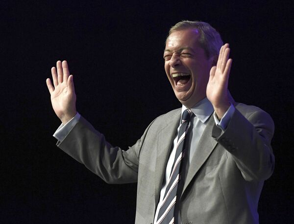 Nigel Farage, the outgoing leader of the United Kingdom Independence Party (UKIP), reacts during the party's annual conference in Bournemouth, Britain, September 16, 2016. - Sputnik International