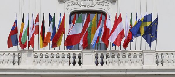 European Union countries flags are seen at the Bratislava Castle (Hrad) during the European Union summit- the first one since Britain voted to quit- in Bratislava, Slovakia, September 16, 2016 European Union countries flags are seen at the Bratislava Castle (Hrad) during the European Union summit- the first one since Britain voted to quit- in Bratislava, Slovakia, September 16, 2016 - Sputnik International