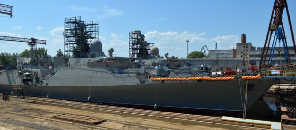 The launch of the Gepard 3.9 class  frigate at the Gorky Zelenodolsk Plant in Tatarstan. (File) - Sputnik International