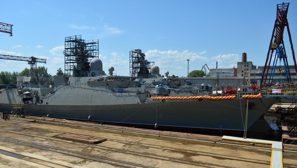 The launch of the Gepard 3.9 class  frigate at the Gorky Zelenodolsk Plant in Tatarstan. (File) - Sputnik International