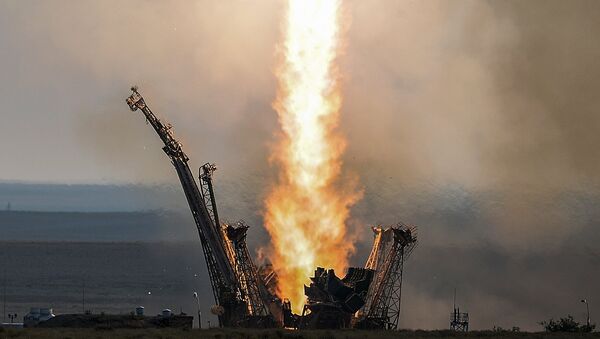 Launch of Soyuz-FG launch vehicle carrying Soyuz-MS spacecraft from Baikonur Cosmodrome - Sputnik International