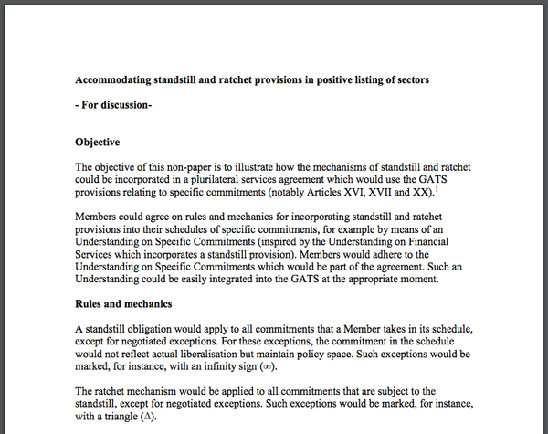 Leaked documents relating to negotiations of the Trade in Services Agreement (TiSA), released by Greenpeace. - Sputnik International