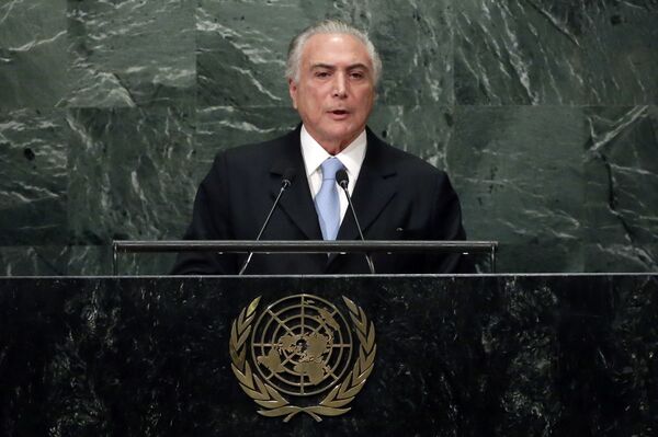 Brazil's President Michel Temer addresses the 71st session of the United Nations General Assembly, at U.N. headquarters Brazil's President Michel Temer addresses the 71st session of the United Nations General Assembly, at U.N. headquarters - Sputnik International