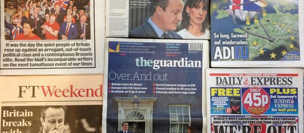 An arrangement of newspapers pictured in London on June 25, 2016. An arrangement of newspapers pictured in London on June 25, 2016. - Sputnik International