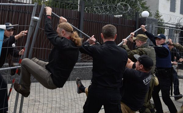 Nationalist rally outside Russian diplomatic missions in Ukraine Nationalist rally outside Russian diplomatic missions in Ukraine - Sputnik International