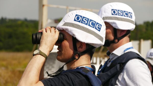 OSCE inspectors examine the territory of the Donetsk filter plant, situated on the contact line between Yasinovataya and Avdeyevka in Donbass, which was heavily shelled by the Ukrainian army - Sputnik International
