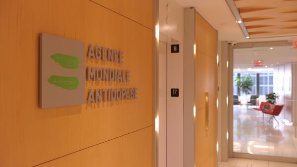 Picture of the logo of World Anti-Doping Agency or Agence Mondiale Antidopage (WADA)taken on September 20, 2016 at the headquarter of the organisation in Montreal - Sputnik International