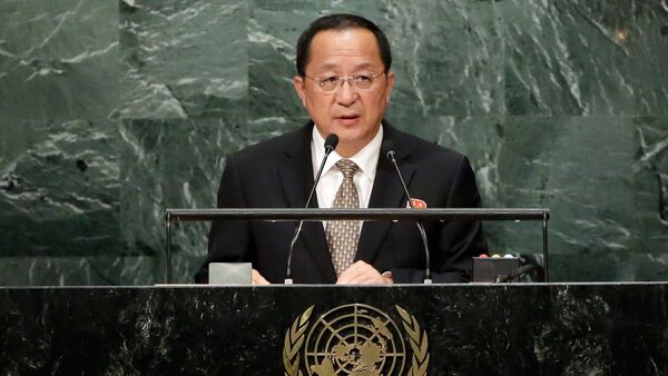 North Korea's Foreign Minister Ri Yong Ho addresses the 71st session of the United Nations General Assembly, at U.N. headquarters, Friday, Sept. 23, 2016. - Sputnik International