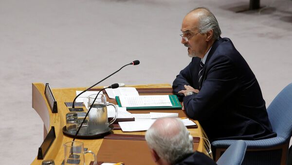 Syrian Ambassador to the United Nations Bashar al-Jaafari addresses the United Nations Security Council during a high level meeting on Syria at the United Nations in Manhattan, New York, U.S - Sputnik International