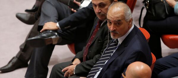 Syrian Ambassador to the United Nations Bashar al-Jaafari sits in the United Nations Security Council chamber before a high level meeting on Syria at the United Nations in Manhattan, New York, US, September 25, 2016. Syrian Ambassador to the United Nations Bashar al-Jaafari sits in the United Nations Security Council chamber before a high level meeting on Syria at the United Nations in Manhattan, New York, US, September 25, 2016. - Sputnik International