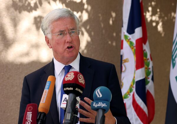 Britain's Defence Secretary Michael Fallon speaks during a press conference at the British embassy in Baghdad, Iraq, September. 21, 2016. Britain's Defence Secretary Michael Fallon speaks during a press conference at the British embassy in Baghdad, Iraq, September. 21, 2016. - Sputnik International