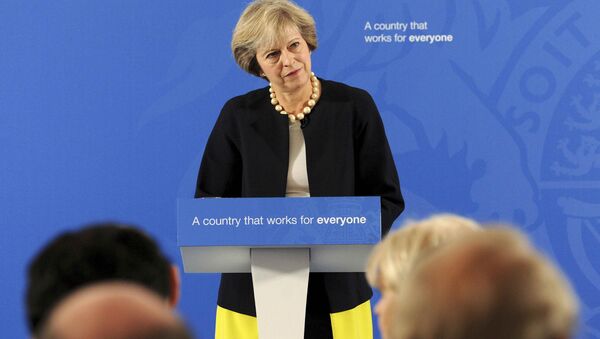 Prime Minister Theresa May delivers a speech at the British Academy in London, where she said that a new wave of grammar schools will end selection by house price and give every child the chance to go to a good school, in Britain September 9, 2016. - Sputnik International