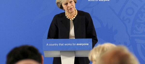 Prime Minister Theresa May delivers a speech at the British Academy in London, where she said that a new wave of grammar schools will end selection by house price and give every child the chance to go to a good school, in Britain September 9, 2016. Prime Minister Theresa May delivers a speech at the British Academy in London, where she said that a new wave of grammar schools will end selection by house price and give every child the chance to go to a good school, in Britain September 9, 2016. - Sputnik International