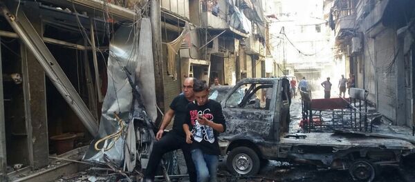 Aftermath of mortar shelling of Aleppo Aftermath of mortar shelling of Aleppo - Sputnik International