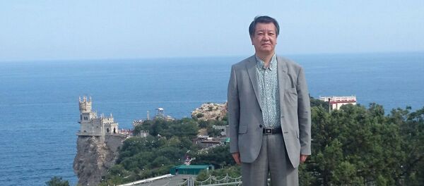 Mitsuhiro Kimura, leader of the Issuikai far-right political party, in Crimea. Mitsuhiro Kimura, leader of the Issuikai far-right political party, in Crimea. - Sputnik International