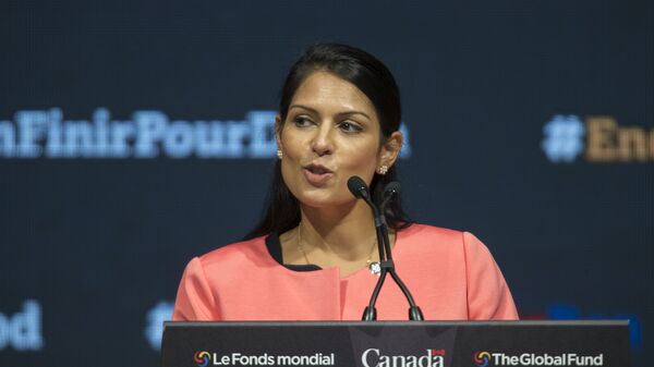 Priti Patel, the United Kindom's Secretary of State for International Development speaks at the closing of the Fifth Replenishment Conference of the Global Fund to Fight AIDS, Tuberculosis and Malaria in Montreal, Quebec, September 17, 2016 - Sputnik International