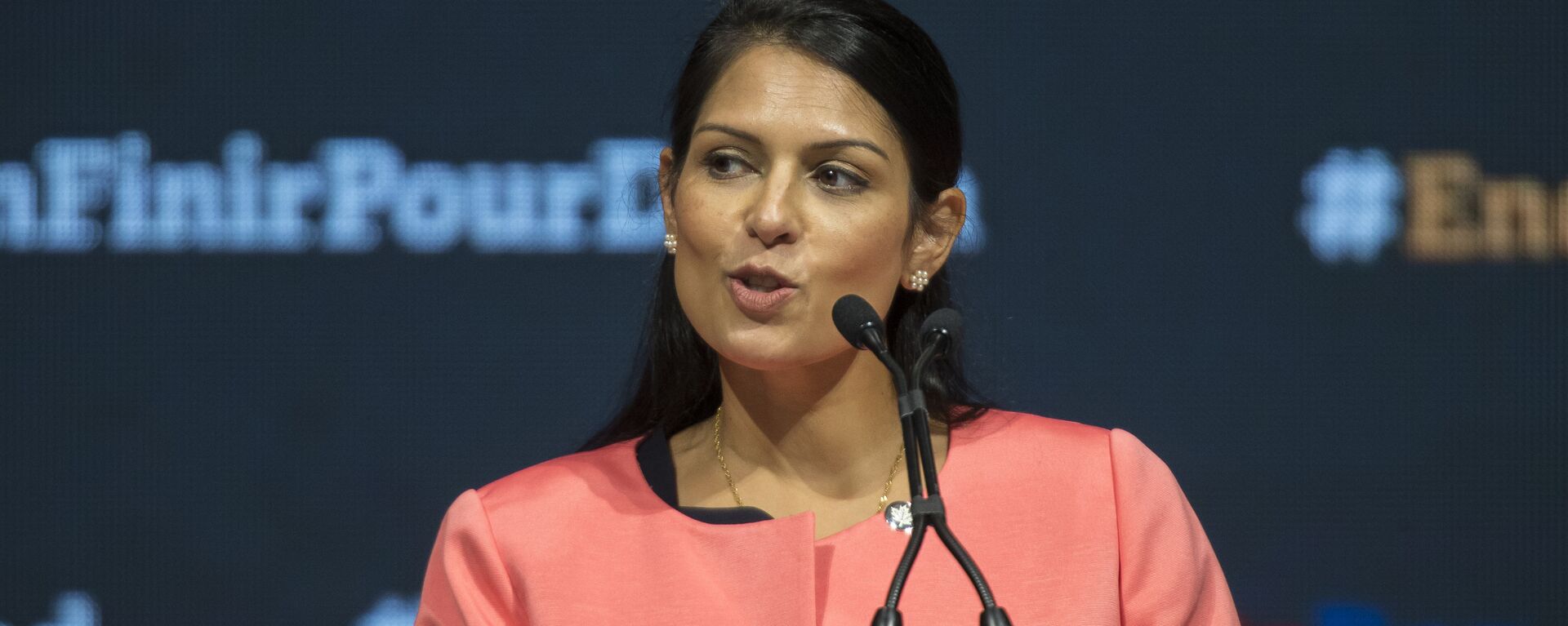 Priti Patel, the United Kindom's Secretary of State for International Development speaks at the closing of the Fifth Replenishment Conference of the Global Fund to Fight AIDS, Tuberculosis and Malaria in Montreal, Quebec, September 17, 2016 - Sputnik International, 1920, 22.11.2021