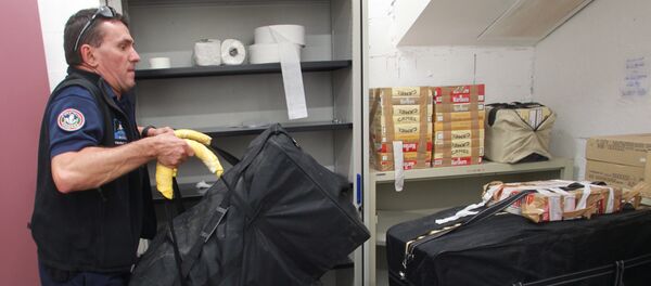A custom officer of Ax-les-Thermes carries a bag of cigarettes seized during an operation monitoring the smuggling of cigarettes from the Principality of Andorra in the Pyrenees mountains on July 17, 2013 A custom officer of Ax-les-Thermes carries a bag of cigarettes seized during an operation monitoring the smuggling of cigarettes from the Principality of Andorra in the Pyrenees mountains on July 17, 2013 - Sputnik International