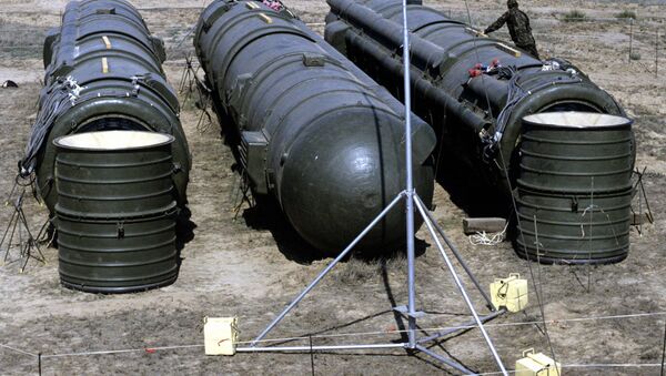 Bundled RSD-10 missiles prepared for demolition. (File) - Sputnik International