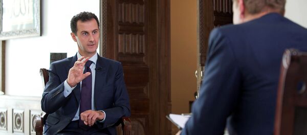 Syria's President Bashar al-Assad speaks during an interview with Denmark's TV 2, in this handout picture provided by SANA on October 6, 2016. Syria's President Bashar al-Assad speaks during an interview with Denmark's TV 2, in this handout picture provided by SANA on October 6, 2016. - Sputnik International