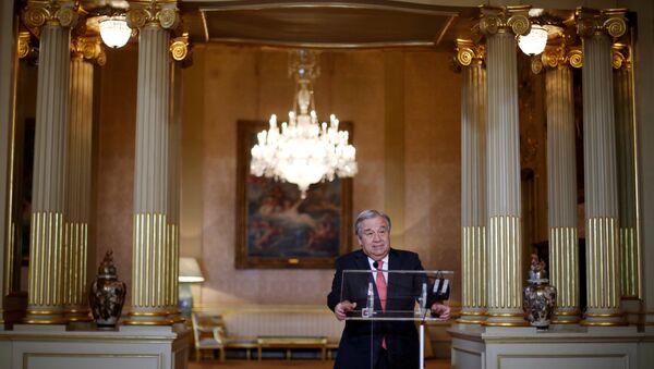 Nominated U.N. Secretary-General Antonio Guterres attends a news conference at Necessidades Palace in Lisbon, Portugal October 6, 2016 - Sputnik International